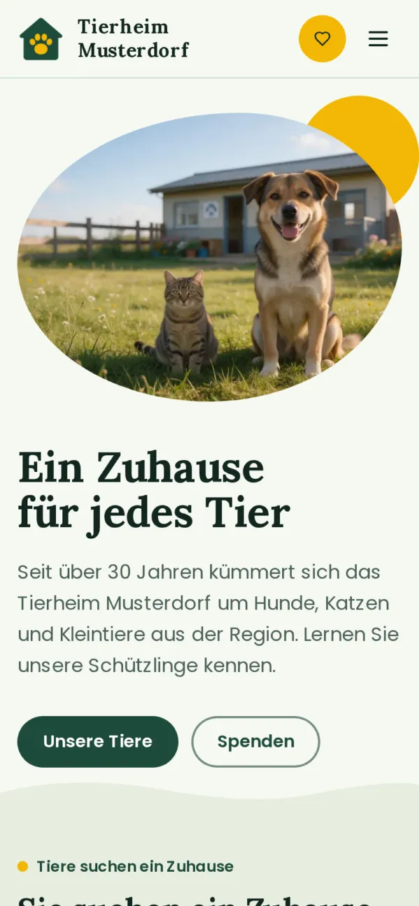 Startseite im Stil „Wiese“