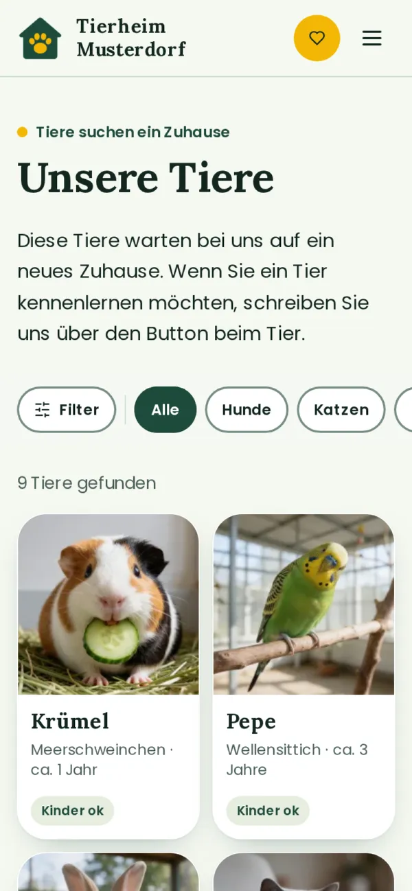 Tierliste mit Filtern am Handy